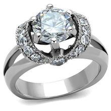 TK1757 - Stainless Steel Ring High polished (no plating) Women AAA Grade CZ Clear