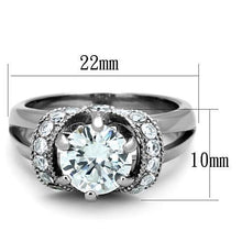 TK1757 - Stainless Steel Ring High polished (no plating) Women AAA Grade CZ Clear