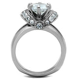 TK1757 - Stainless Steel Ring High polished (no plating) Women AAA Grade CZ Clear