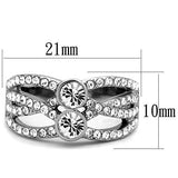 TK1758 - Stainless Steel Ring High polished (no plating) Women Top Grade Crystal Clear