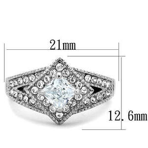 TK1760 - Stainless Steel Ring High polished (no plating) Women AAA Grade CZ Clear