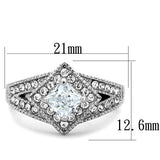 TK1760 - Stainless Steel Ring High polished (no plating) Women AAA Grade CZ Clear