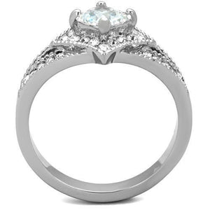 TK1760 - Stainless Steel Ring High polished (no plating) Women AAA Grade CZ Clear