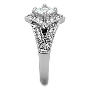 TK1760 - Stainless Steel Ring High polished (no plating) Women AAA Grade CZ Clear