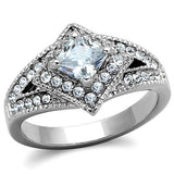 TK1760 - Stainless Steel Ring High polished (no plating) Women AAA Grade CZ Clear