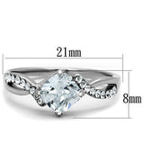 TK1761 - Stainless Steel Ring High polished (no plating) Women AAA Grade CZ Clear