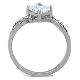 TK1761 - Stainless Steel Ring High polished (no plating) Women AAA Grade CZ Clear