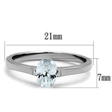 TK1762 - High polished (no plating) Stainless Steel Ring with AAA Grade CZ  in Clear