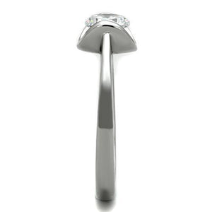 TK1763 - Stainless Steel Ring High polished (no plating) Women AAA Grade CZ Clear