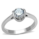 TK1763 - Stainless Steel Ring High polished (no plating) Women AAA Grade CZ Clear