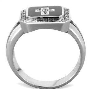 TK1766 - Stainless Steel Ring High polished (no plating) Women AAA Grade CZ Clear