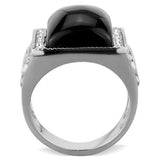 TK1767 - Stainless Steel Ring High polished (no plating) Women Synthetic Jet