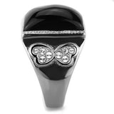 TK1767 - Stainless Steel Ring High polished (no plating) Women Synthetic Jet