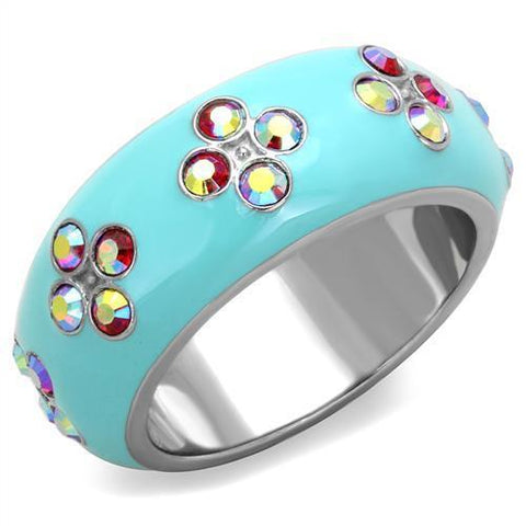 TK1768 - Stainless Steel Ring High polished (no plating) Women Top Grade Crystal Light Rose