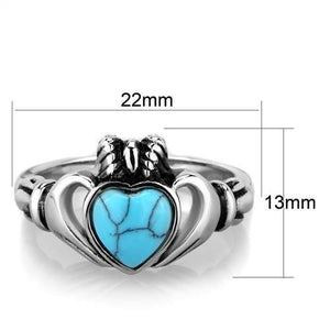 TK1770 - Stainless Steel Ring High polished (no plating) Women Synthetic Sea Blue