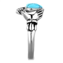 TK1770 - Stainless Steel Ring High polished (no plating) Women Synthetic Sea Blue