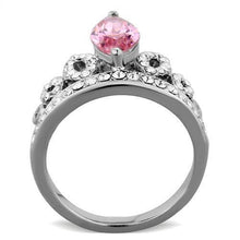 TK1771 - Stainless Steel Ring High polished (no plating) Women AAA Grade CZ Rose