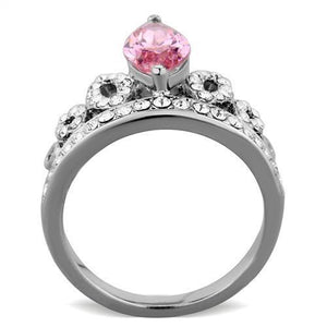 TK1771 - Stainless Steel Ring High polished (no plating) Women AAA Grade CZ Rose