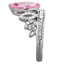TK1771 - Stainless Steel Ring High polished (no plating) Women AAA Grade CZ Rose