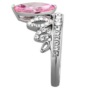 TK1771 - Stainless Steel Ring High polished (no plating) Women AAA Grade CZ Rose
