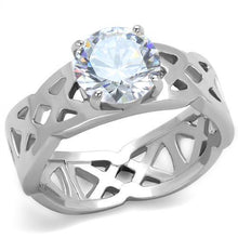 TK1772 - Stainless Steel Ring High polished (no plating) Women AAA Grade CZ Clear