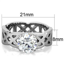TK1772 - Stainless Steel Ring High polished (no plating) Women AAA Grade CZ Clear