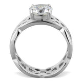 TK1772 - Stainless Steel Ring High polished (no plating) Women AAA Grade CZ Clear