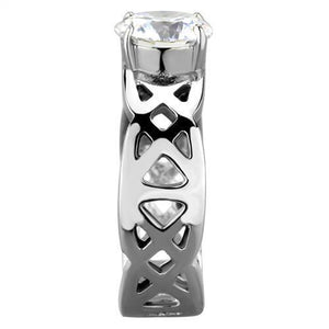 TK1772 - Stainless Steel Ring High polished (no plating) Women AAA Grade CZ Clear