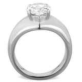 TK1774 - Stainless Steel Ring High polished (no plating) Women AAA Grade CZ Clear