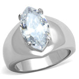 TK1774 - Stainless Steel Ring High polished (no plating) Women AAA Grade CZ Clear
