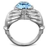 TK1775 - Stainless Steel Ring High polished (no plating) Women Top Grade Crystal Sea Blue