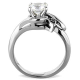 TK1776 - Stainless Steel Ring High polished (no plating) Women AAA Grade CZ Clear