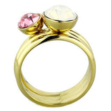 TK1785 - Stainless Steel Ring IP Gold(Ion Plating) Women Top Grade Crystal White