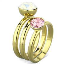 TK1785 - Stainless Steel Ring IP Gold(Ion Plating) Women Top Grade Crystal White