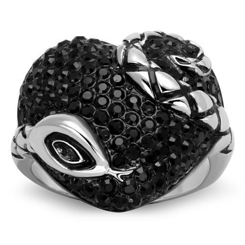 TK1788 - Stainless Steel Ring Two-Tone IP Black (Ion Plating) Women Top Grade Crystal Jet