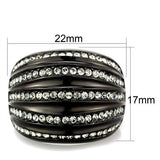 TK1789 - Stainless Steel Ring IP Black(Ion Plating) Women Top Grade Crystal Black Diamond