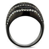 TK1789 - Stainless Steel Ring IP Black(Ion Plating) Women Top Grade Crystal Black Diamond