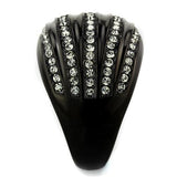 TK1789 - Stainless Steel Ring IP Black(Ion Plating) Women Top Grade Crystal Black Diamond