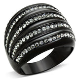 TK1789 - Stainless Steel Ring IP Black(Ion Plating) Women Top Grade Crystal Black Diamond
