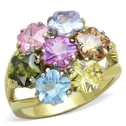 TK1791 - Stainless Steel Ring Two-Tone IP Gold (Ion Plating) Women Assorted Multi Color