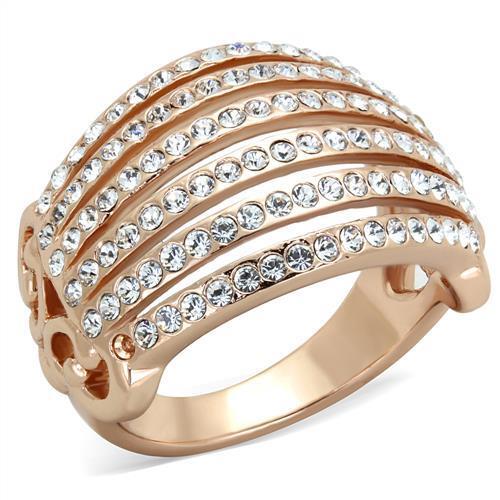 TK1797 - Stainless Steel Ring IP Rose Gold(Ion Plating) Women Top Grade Crystal Clear
