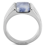 TK1799 - Stainless Steel Ring High polished (no plating) Men Semi-Precious Capri Blue