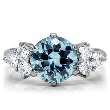 TK179 - Stainless Steel Ring High polished (no plating) Women Synthetic London Blue