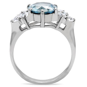 TK179 - Stainless Steel Ring High polished (no plating) Women Synthetic London Blue