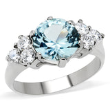 TK179 - Stainless Steel Ring High polished (no plating) Women Synthetic London Blue