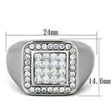 TK1802 - Stainless Steel Ring High polished (no plating) Men AAA Grade CZ Clear