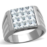 TK1803 - Stainless Steel Ring High polished (no plating) Men AAA Grade CZ Clear