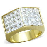 TK1808 - Stainless Steel Ring IP Gold(Ion Plating) Men AAA Grade CZ Clear