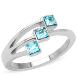 TK180 - Stainless Steel Ring High polished (no plating) Women Synthetic Sea Blue