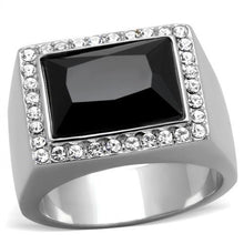 TK1810 - Stainless Steel Ring High polished (no plating) Men Synthetic Jet